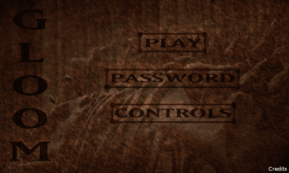 Screenshot of the GLOOM title screeen